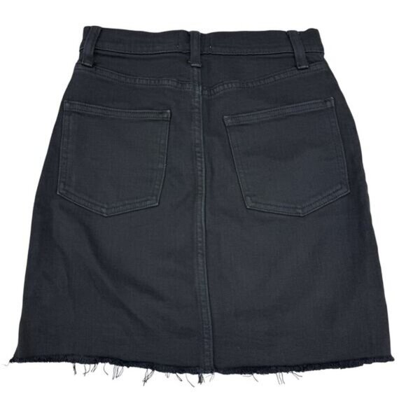 WILFRED FREE Aritzia Tanit Denim Mini Skirt Sz 0 Frayed Cut Off Hem Washed Black - Picture 6 of 6